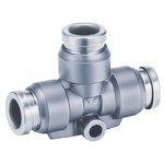 SMC KQB2 Series Tee Tube-to-Tube Adaptor Push In 6 mm, Push In 6 mm to Push In 6 mm, Tube-to-Tube Connection Style
