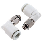SMC KQ2 Series Elbow Threaded Adaptor, M5 Male to Push In 6 mm, Threaded-to-Tube Connection Style