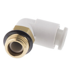 SMC KQ2 Series Elbow Threaded Adaptor, Uni 1/8 Male to Push In 6 mm, Threaded-to-Tube Connection Style