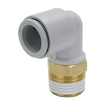 SMC KQ2 Series Elbow Threaded Adaptor, R 1/4 Male to Push In 12 mm, Threaded-to-Tube Connection Style