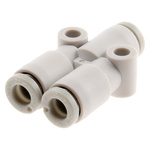 SMC KQ2 Series Y Tube-to-Tube Adaptor, Push In 4 mm to Push In 4 mm, Tube-to-Tube Connection Style