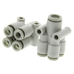 SMC KQ2 Series Double Y Tube-to-Tube Adaptor Push In 6 mm, Push In 4 mm to Push In 4 mm, Tube-to-Tube Connection Style