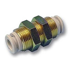 SMC KQ2 Series Bulkhead Tube-to-Tube Adaptor, Push In 4 mm to Push In 4 mm, Tube-to-Tube Connection Style