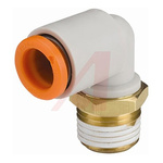 SMC KQ2 Series Elbow Threaded Adaptor, NPT 1/8 Male to Push In 1/4 in, Threaded-to-Tube Connection Style