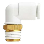 SMC KQ2 Series Elbow Threaded Adaptor, Uni 1/8 Male to Push In 6 mm, Threaded-to-Tube Connection Style