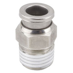 SMC KQG2 Series Straight Threaded Adaptor, NPT 1/8 Male to Push In 1/4 in, Threaded-to-Tube Connection Style