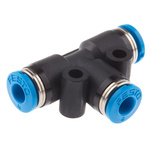 Festo QST Series Tee Tube-to-Tube Adaptor Push In 4 mm, Push In 4 mm to Push In 4 mm, Tube-to-Tube Connection Style,