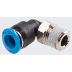 Festo QS Series Elbow Threaded Adaptor, R 1/8 Male to Push In 6 mm, Threaded-to-Tube Connection Style, 153336