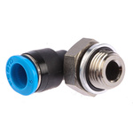 Festo QS Series Elbow Threaded Adaptor, G 1/8 Male to Push In 6 mm, Threaded-to-Tube Connection Style, 186269