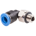 Festo QS Series Elbow Threaded Adaptor, M7 Male to Push In 6 mm, Threaded-to-Tube Connection Style, 186353