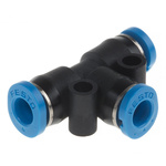 Festo QSMT Series Tee Tube-to-Tube Adaptor Push In 4 mm, Push In 4 mm to Push In 4 mm, Tube-to-Tube Connection Style,