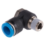 Festo QS Series Elbow Threaded Adaptor, R 1/4 Male to Push In 10 mm, Threaded-to-Tube Connection Style, 153092