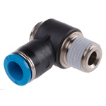 Festo QS Series Elbow Threaded Adaptor, R 1/4 Male to Push In 8 mm, Threaded-to-Tube Connection Style, 153100