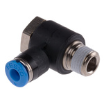 Festo QS Series Elbow Threaded Adaptor, R 1/8 Male to Push In 4 mm, Threaded-to-Tube Connection Style, 153086