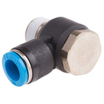 Festo QS Series Elbow Threaded Adaptor, R 3/8 Male to Push In 10 mm, Threaded-to-Tube Connection Style, 153093