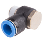 Festo QS Series Elbow Threaded Adaptor, R 3/8 Male to Push In 12 mm, Threaded-to-Tube Connection Style, 153094
