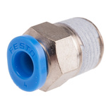 Festo QS Series Straight Threaded Adaptor, R 1/8 Male to Push In 4 mm, Threaded-to-Tube Connection Style, 153305