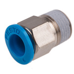 Festo QS Series Straight Threaded Adaptor, R 1/8 Male to Push In 6 mm, Threaded-to-Tube Connection Style, 153307