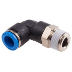 Festo QS Series Elbow Threaded Adaptor, R 3/8 Male to Push In 10 mm, Threaded-to-Tube Connection Style, 153052