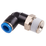 Festo QS Series Elbow Threaded Adaptor, R 3/8 Male to Push In 8 mm, Threaded-to-Tube Connection Style, 153050