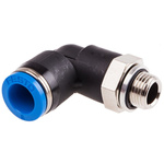 Festo QS Series Elbow Threaded Adaptor, G 1/8 Male to Push In 8 mm, Threaded-to-Tube Connection Style, 186119