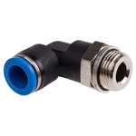 Festo QS Series Elbow Threaded Adaptor, G 3/8 Male to Push In 10 mm, Threaded-to-Tube Connection Style, 186123