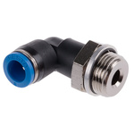 Festo QS Series Elbow Threaded Adaptor, G 3/8 Male to Push In 8 mm, Threaded-to-Tube Connection Style, 186121