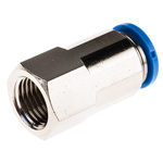 Festo QS Series Straight Threaded Adaptor, G 1/4 Female to Push In 10 mm, Threaded-to-Tube Connection Style, 153028