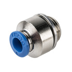 Festo QS Series Straight Threaded Adaptor, G 1/4 Male to Push In 6 mm, Threaded-to-Tube Connection Style, 186108