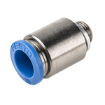 Festo QS Series Straight Threaded Adaptor, G 1/8 Male to Push In 10 mm, Threaded-to-Tube Connection Style, 132999