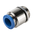 Festo QS Series Straight Threaded Adaptor, G 3/8 Male to Push In 10 mm, Threaded-to-Tube Connection Style, 186113