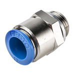 Festo QS Series Straight Threaded Adaptor, G 3/8 Male to Push In 12 mm, Threaded-to-Tube Connection Style, 186103