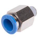 Festo QS Series Straight Threaded Adaptor, R 1/8 Male to Push In 10 mm, Threaded-to-Tube Connection Style, 190643