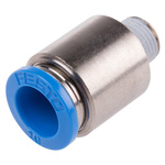 Festo QS Series Straight Threaded Adaptor, R 1/8 Male to Push In 10 mm, Threaded-to-Tube Connection Style, 190647