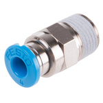 Festo QS Series Straight Threaded Adaptor, R 1/8 Male to Push In 4 mm, Threaded-to-Tube Connection Style, 153001