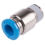 Festo QS Series Straight Threaded Adaptor, R 1/8 Male to Push In 6 mm, Threaded-to-Tube Connection Style, 153013