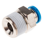 Festo QS Series Straight Threaded Adaptor, R 3/8 Male to Push In 8 mm, Threaded-to-Tube Connection Style, 153006