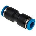 Festo QS Series Straight Tube-to-Tube Adaptor, Push In 6 mm to Push In 6 mm, Tube-to-Tube Connection Style, 153032