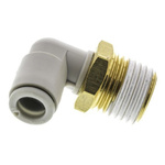 SMC KQ2 Series Elbow Threaded Adaptor, G 1/8 Male to Push In 6 mm, Threaded-to-Tube Connection Style