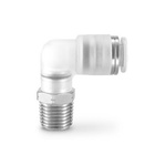 SMC KPG Series Elbow Threaded Adaptor, R 1/8 Male to Push In 6 mm, Threaded-to-Tube Connection Style