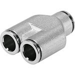 Festo NPQH Series Y Tube-to-Tube Adaptor, Push In 10 mm to Push In 8 mm, Tube-to-Tube Connection Style, 578415