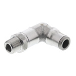 Legris LF3800 Series Elbow Threaded Adaptor, R 1/8 Male to Push In 6 mm, Threaded-to-Tube Connection Style