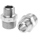 Legris LF3000 Series Straight Threaded Adaptor, R 1/2 Male to R 3/4 Male, Threaded Connection Style