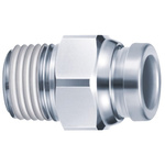 SMC KQB2 Series Straight Threaded Adaptor, R 1/8 Male to Push In 8 mm, Threaded-to-Tube Connection Style