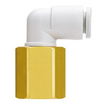 SMC KQ2 Series Elbow Threaded Adaptor, M6 Female to Push In 6 mm, Threaded-to-Tube Connection Style