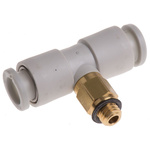SMC KQ2 Series Tee Threaded Adaptor, Push In 6 mm to Push In 6 mm, Threaded-to-Tube Connection Style