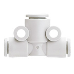 SMC KQ2 Series Tee Tube-to-Tube Adaptor Push In 16 mm, Push In 12 mm to Push In 12 mm, Tube-to-Tube Connection Style