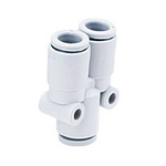 SMC KQ2 Series Y Tube-to-Tube Adaptor, Push In 1/4 in to Push In 1/4 in, Tube-to-Tube Connection Style