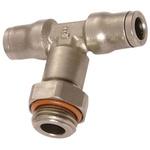 Legris LF3600 Series Tee Threaded Adaptor, Push In 6 mm to Push In 6 mm, Threaded-to-Tube Connection Style