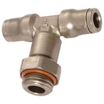 Legris LF3600 Series Tee Threaded Adaptor, Push In 6 mm to Push In 6 mm, Threaded-to-Tube Connection Style